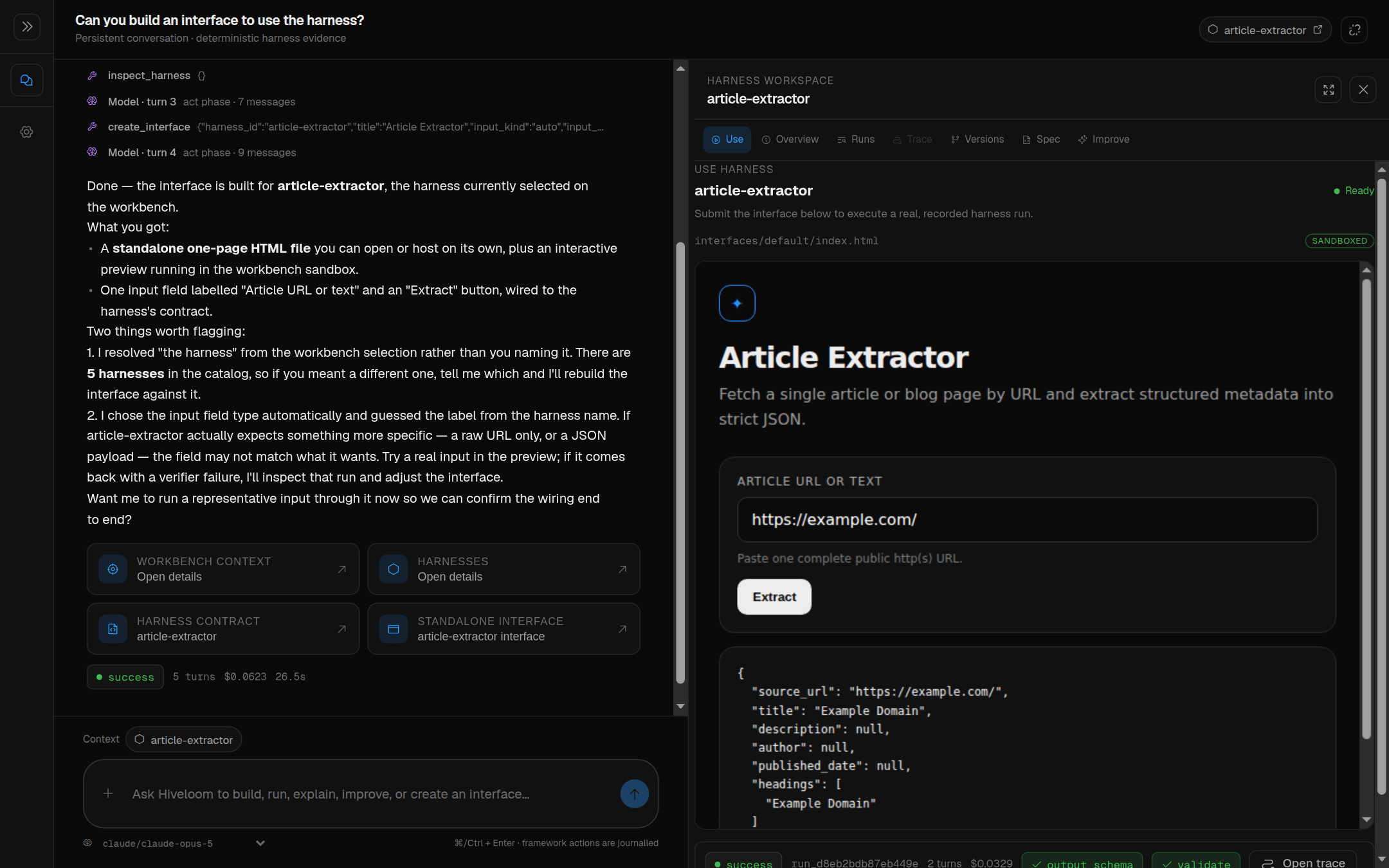 A generated harness interface in Use